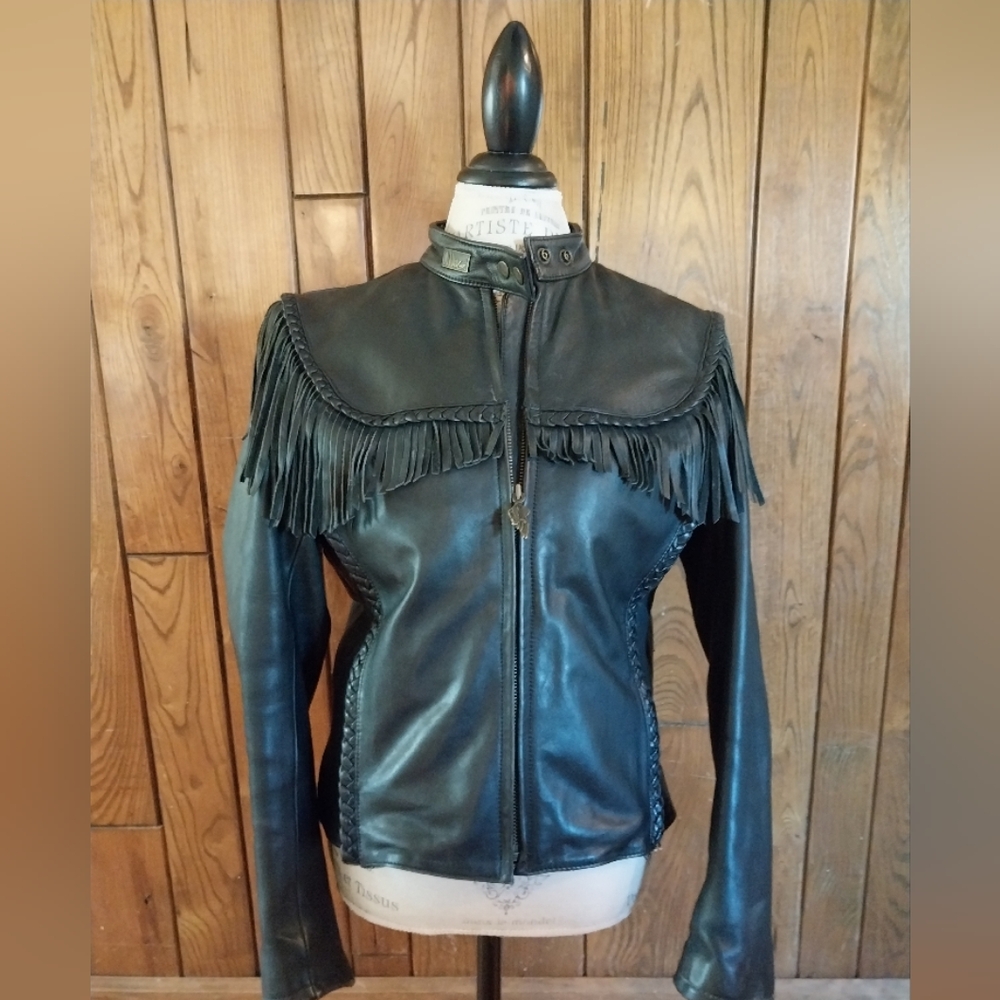 HARLEY-DAVIDSON Vintage Black Leather Fringe Jacket LNWOT Willie G.